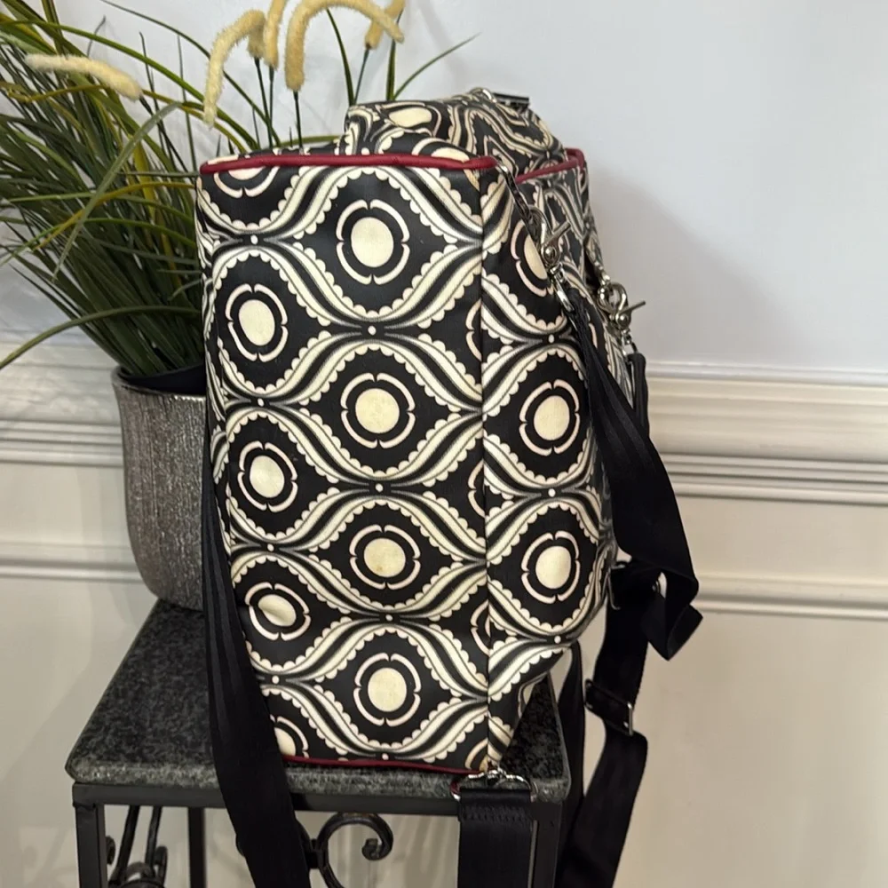 Petunia Pickle Bottom Black White Red Boxy Backpack Diaper Bag